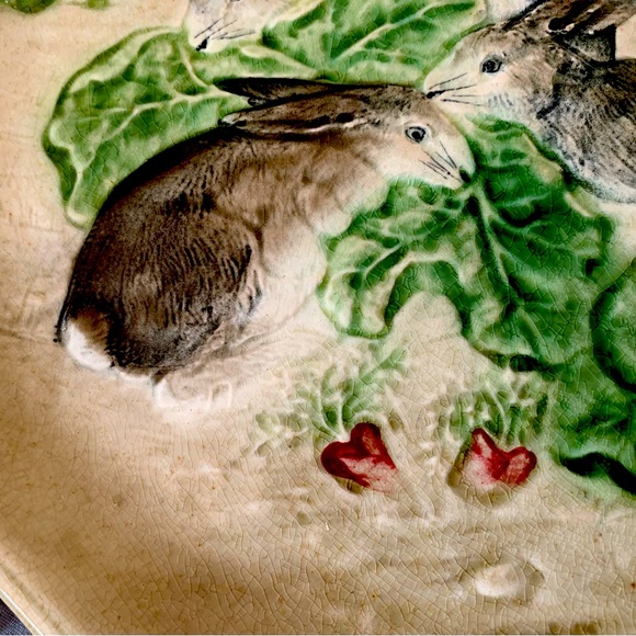 Majollica bunny plates set of 5. Made in France, 1900. - Picture 9 of 16